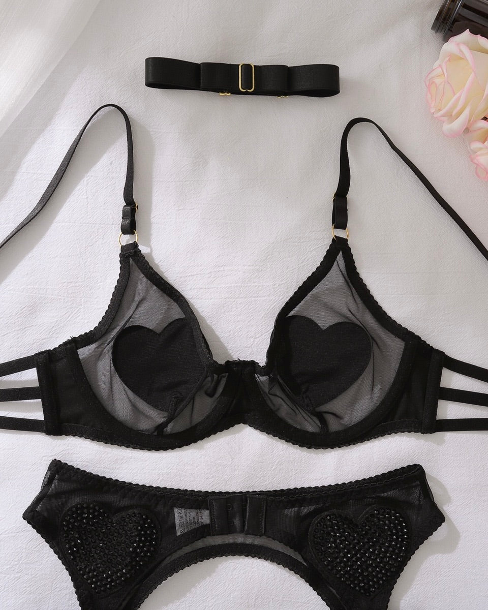Bare Your Intentions Black Lace Lingerie Set