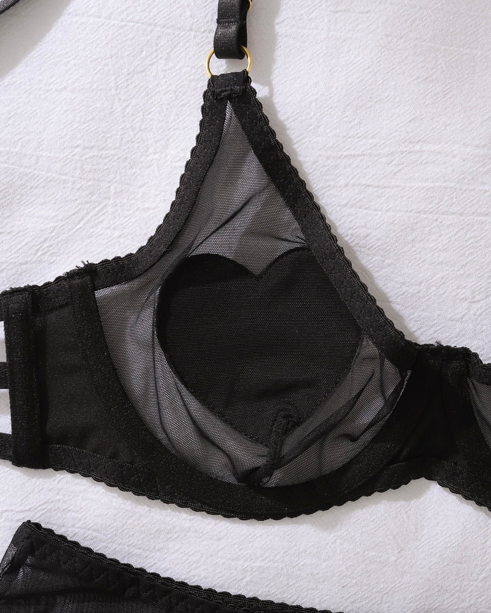 Bare Your Intentions Black Lace Lingerie Set