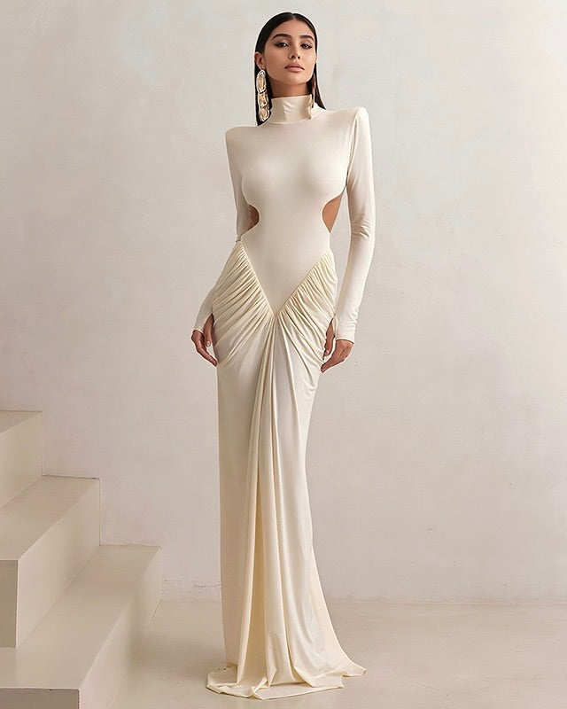 Pristine Cut-Out Ruched Maxi Dress
