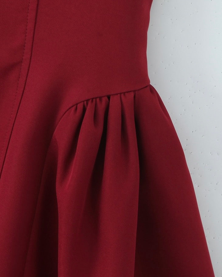 Reanna Burgundy Halter Skater Mini Dress