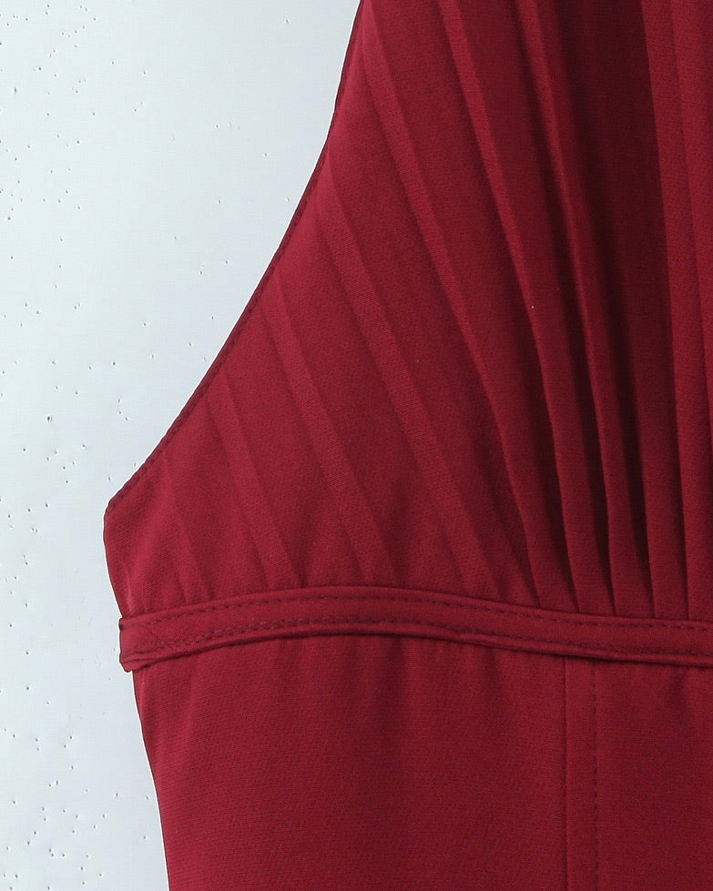 Reanna Burgundy Halter Skater Mini Dress