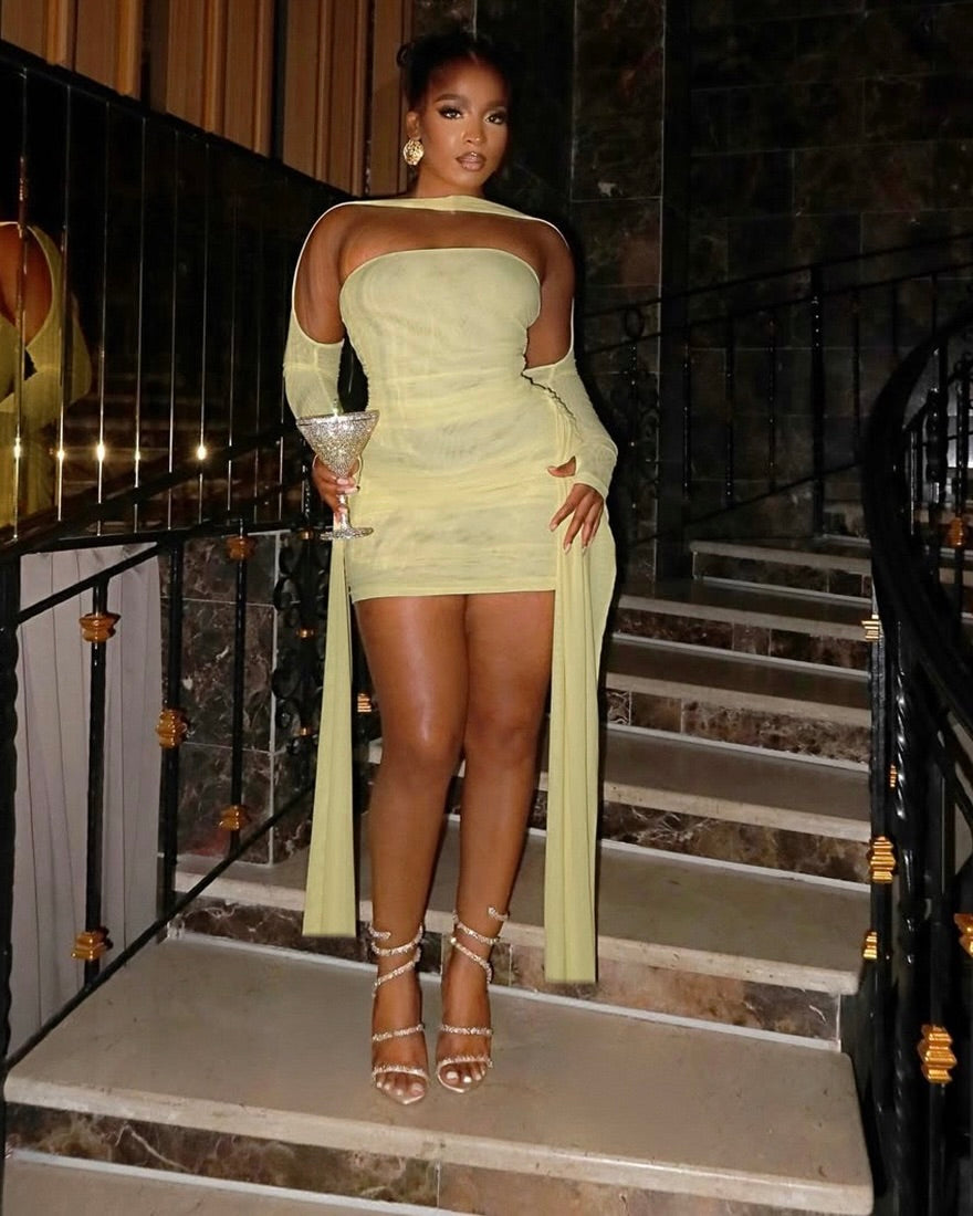 Oluna Sheer Draped Mini Dress