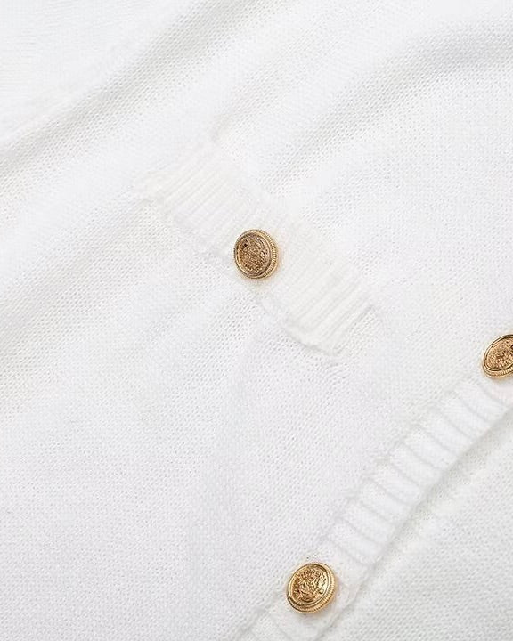 Claire Ribbed Button Front Mini Dress – Cream