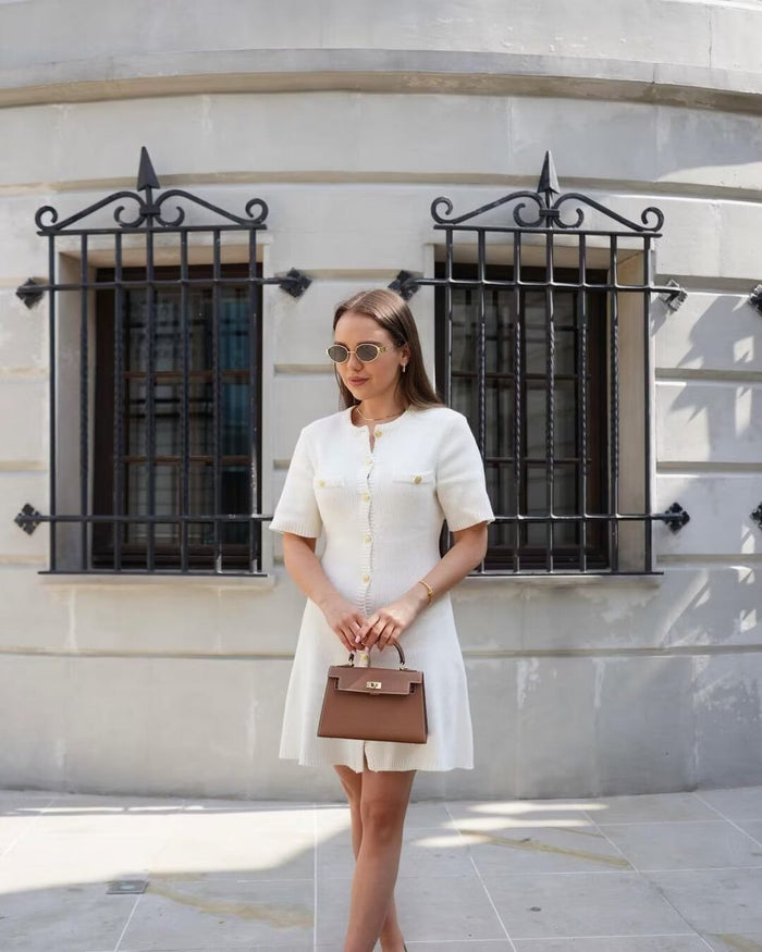 Claire Ribbed Button Front Mini Dress