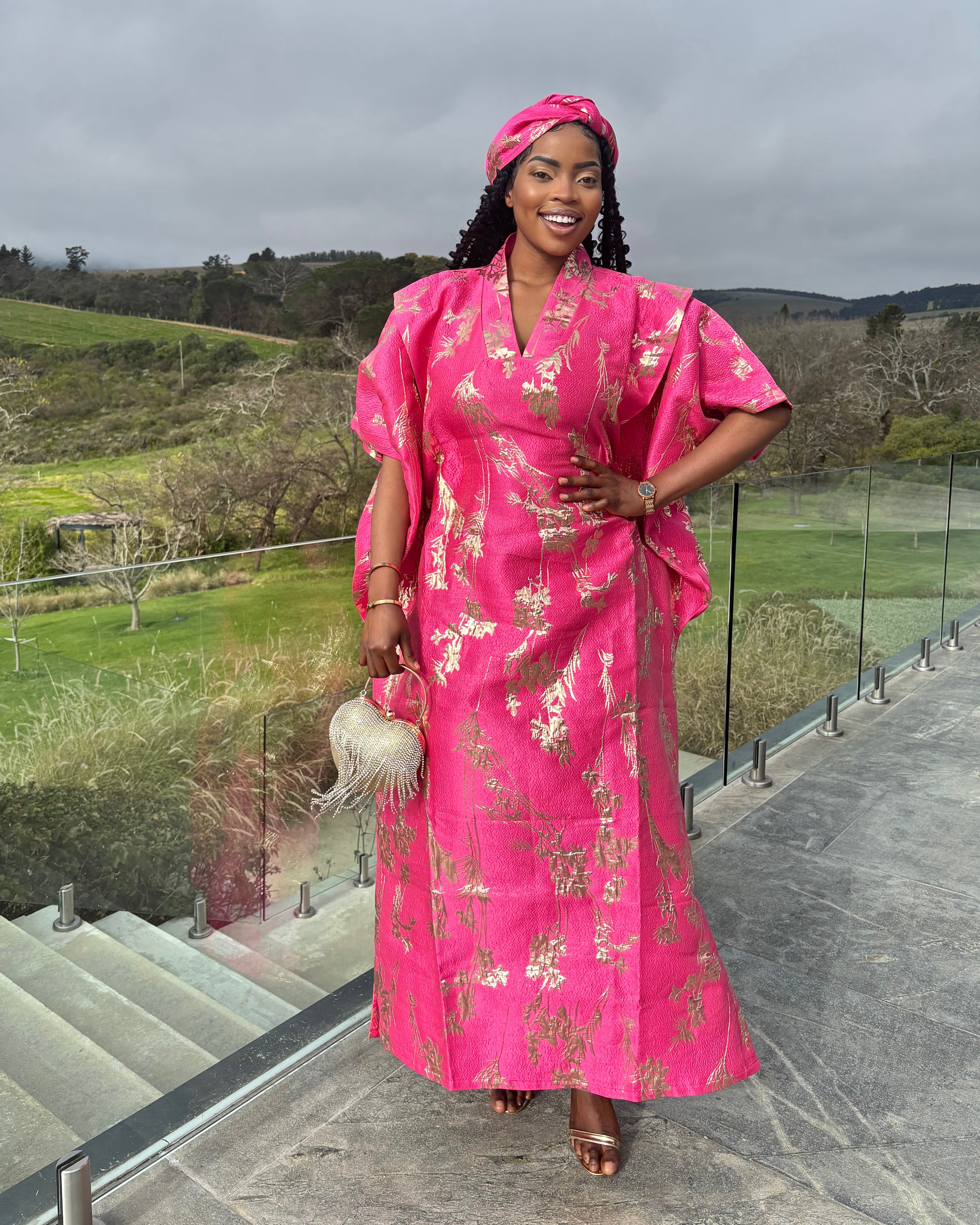 Hot Pink & Gold Floral Bubu