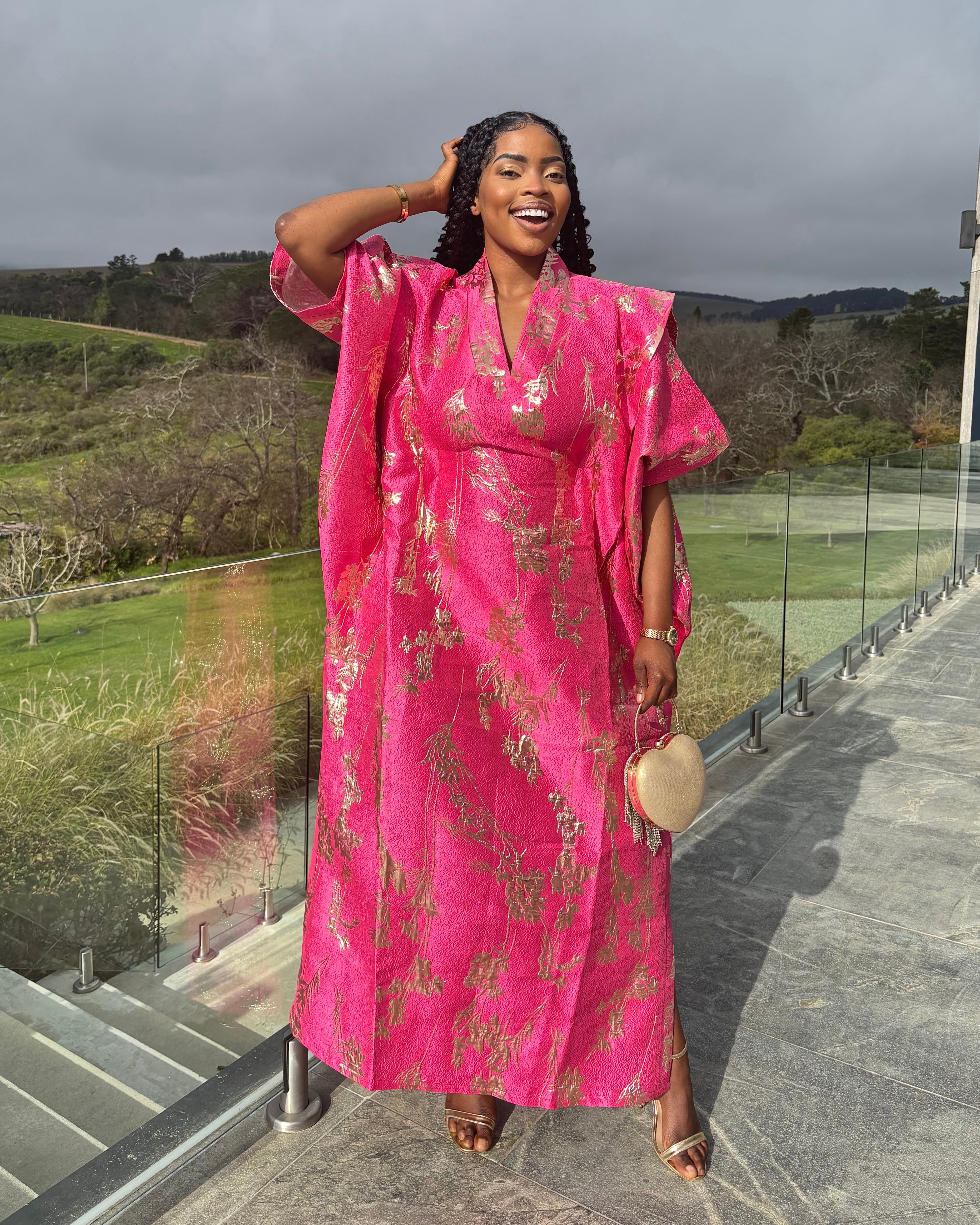 Hot Pink & Gold Floral Bubu