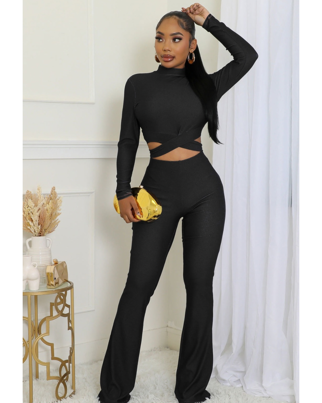 Zuri Cutout Pant Set Black