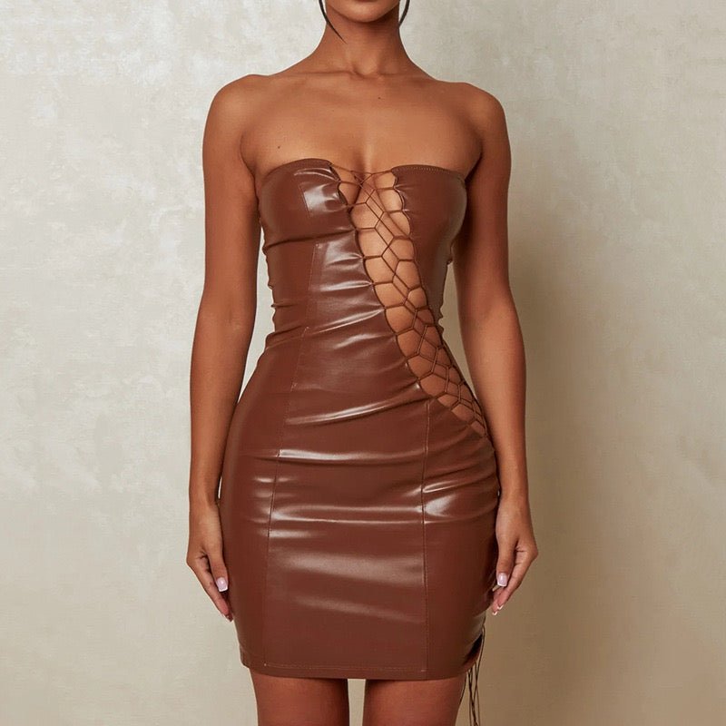 Truth Or Dare Mini Dress Brown - Veras closet