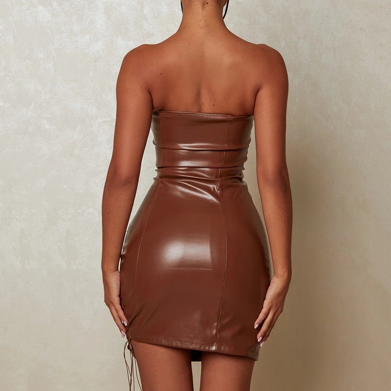 Truth Or Dare Mini Dress Brown - Veras closet