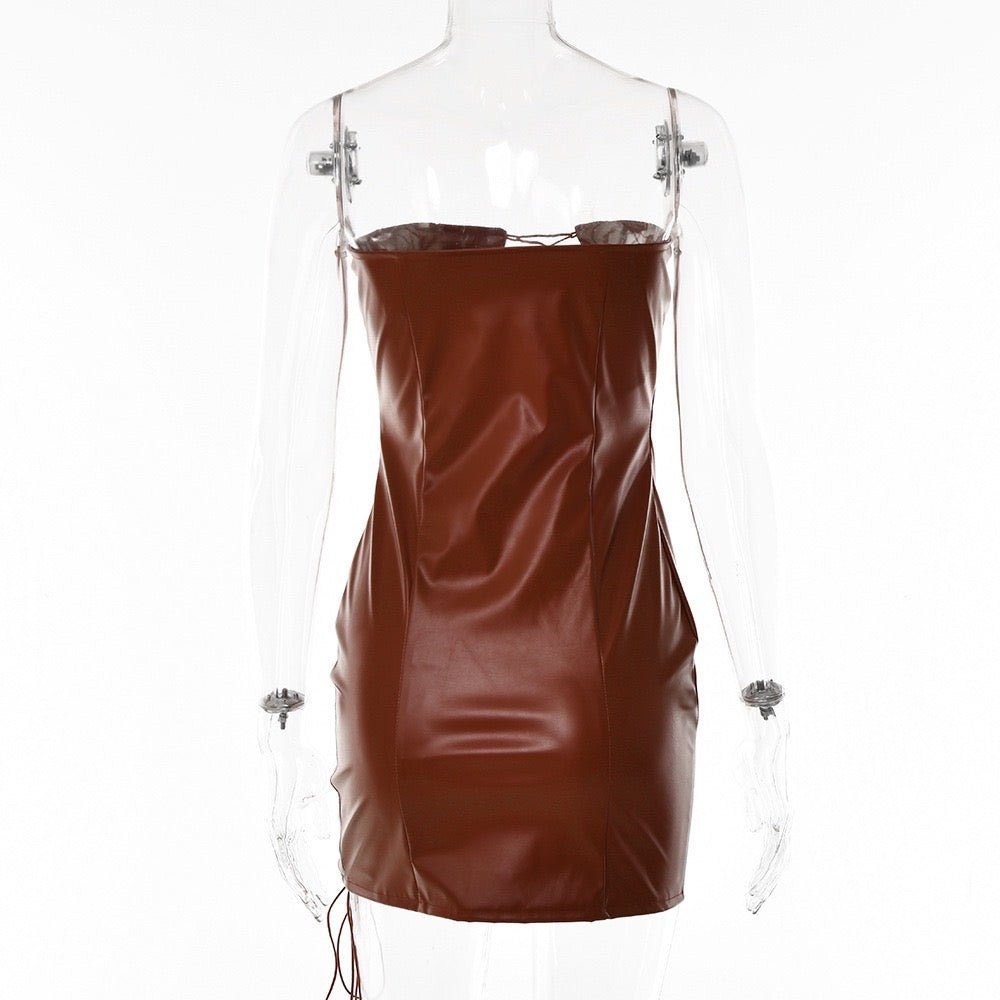 Truth Or Dare Mini Dress Brown - Veras closet